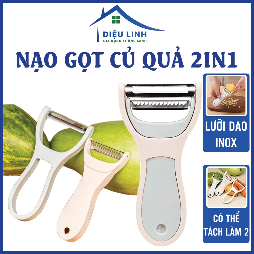 Dao bào đa năng inox có thể tách làm 2 siêu bén cao cấp, nạo gọt củ quả ...