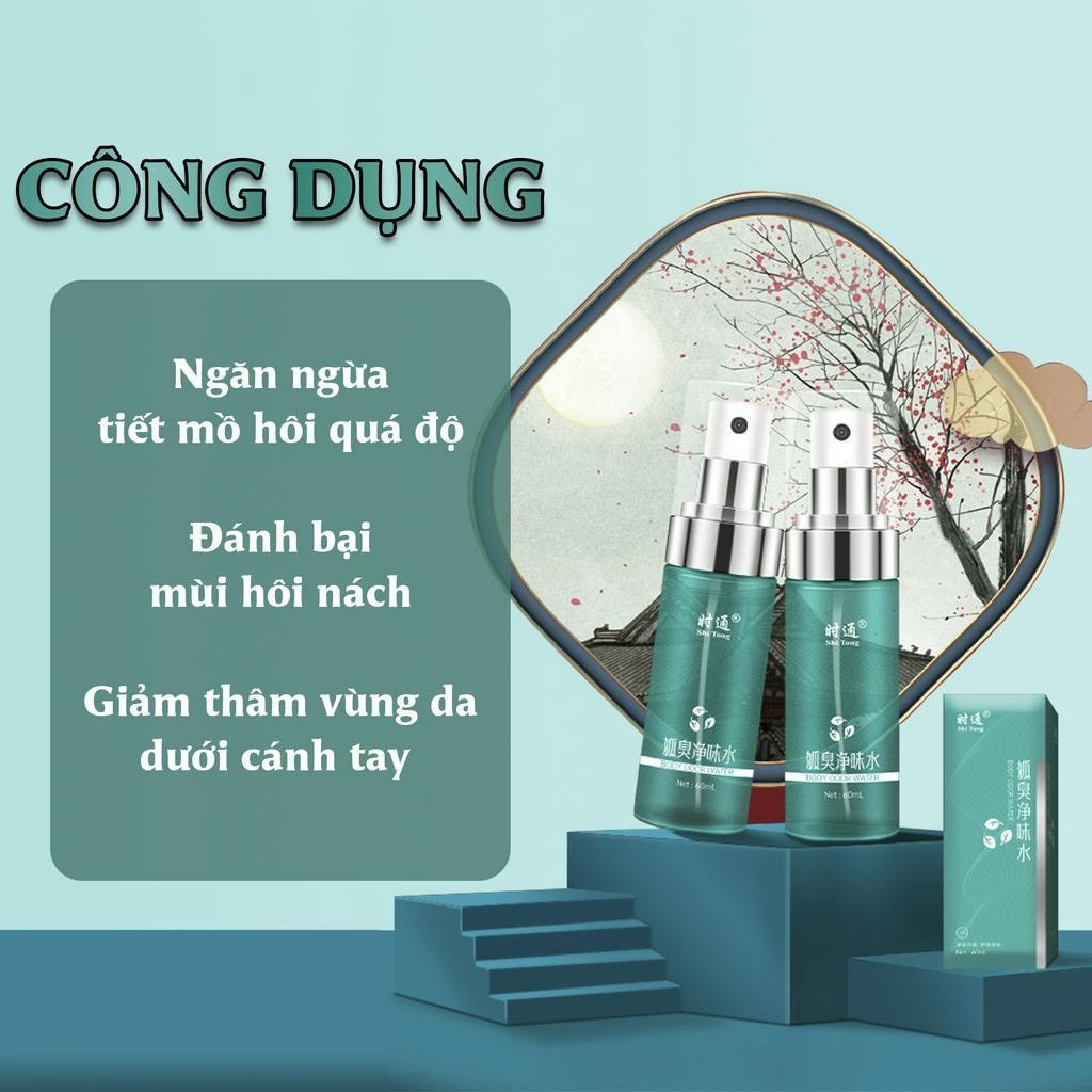 Xịt Ngăn Tiết Mồ Hôi Khử Mùi Shitong, Loại Bỏ Mùi Hôi Vùng Nách, Giữ Vùng Cánh Luôn Khô Ráo 72h, Dung Tích 60 ML