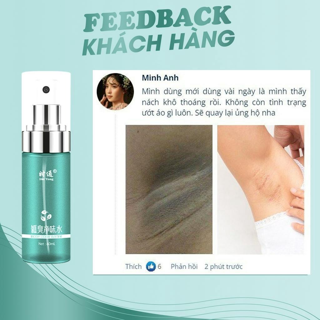 Xịt Ngăn Tiết Mồ Hôi Khử Mùi Shitong, Loại Bỏ Mùi Hôi Vùng Nách, Giữ Vùng Cánh Luôn Khô Ráo 72h, Dung Tích 60 ML