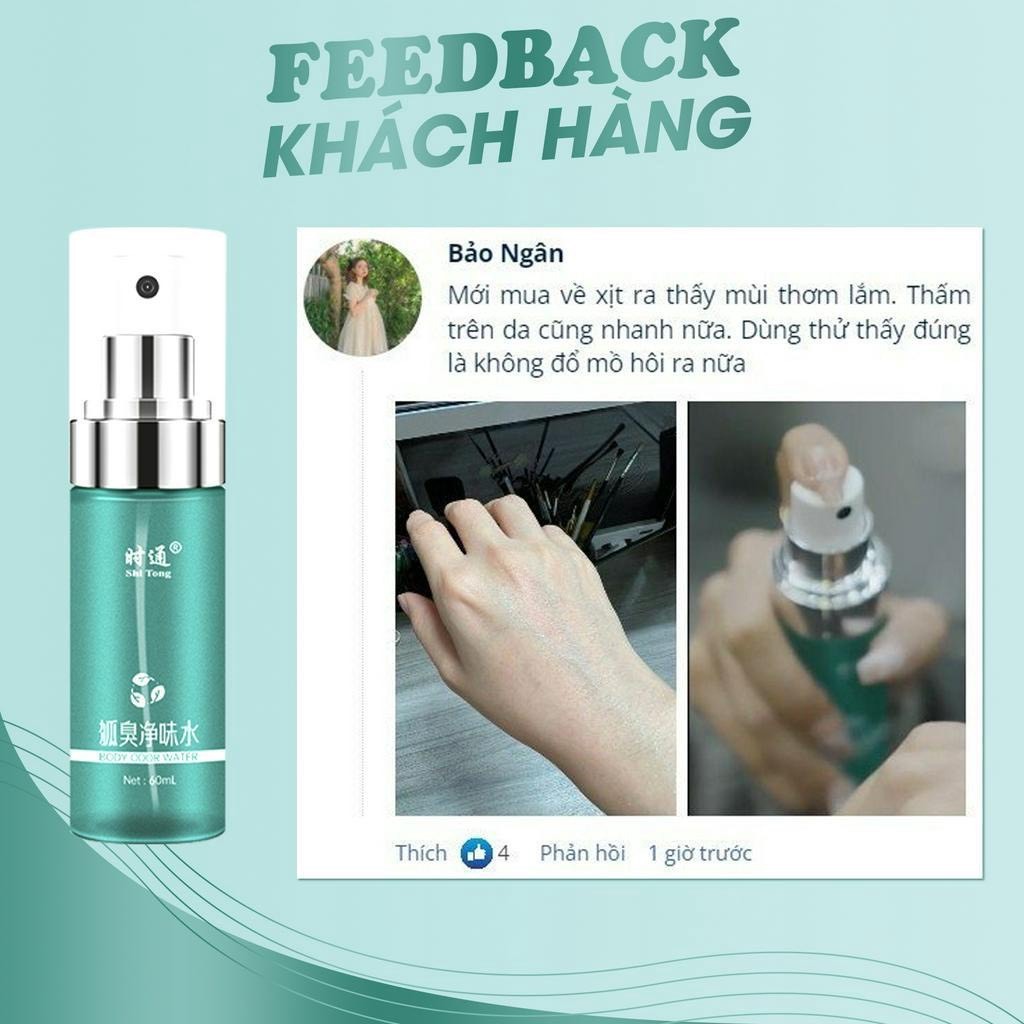 Xịt Ngăn Tiết Mồ Hôi Khử Mùi Shitong, Loại Bỏ Mùi Hôi Vùng Nách, Giữ Vùng Cánh Luôn Khô Ráo 72h, Dung Tích 60 ML