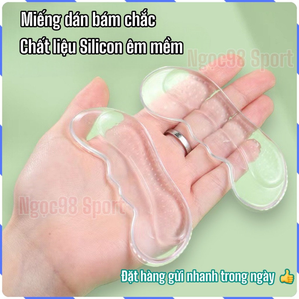 Bộ 2 Miếng dán lót hậu & gót giày chống đau gót chân, chống tụt gót chất liệu GEL- Silicon siêu êm đàn hồi độ bám cao