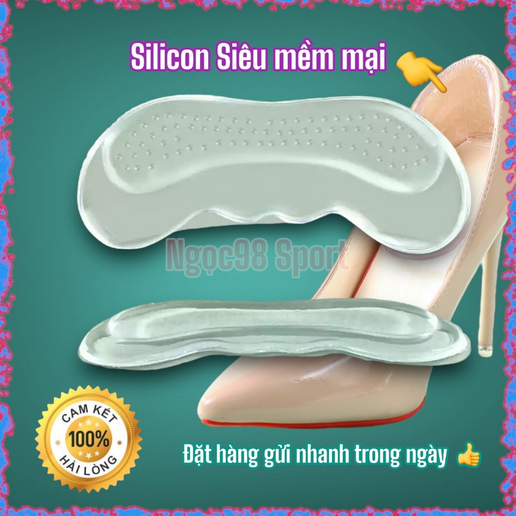 Bộ 2 Miếng dán lót hậu & gót giày chống đau gót chân, chống tụt gót chất liệu GEL- Silicon siêu êm đàn hồi độ bám cao
