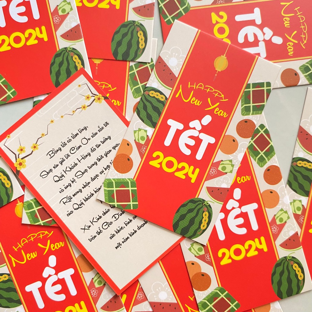 Set 50 card cám ơn TẾT, thiệp cảm ơn tết, Thank you card happy new year