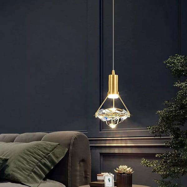 Ảnh Đèn thả trang trí, decor phòng ngủ, đèn trang trí phòng khách pha lê hình kim cương D140*H65 1