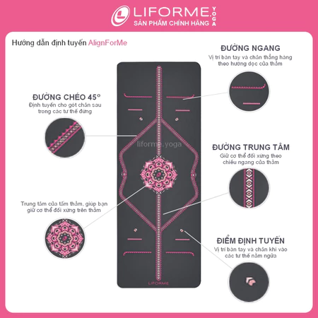 Thảm tập yoga Liforme Blossoming Lotus - Grey