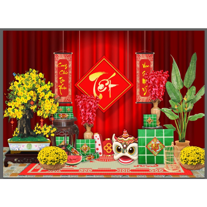 Phông chụp ảnh tết, Backdrop trang trí Tết nhiều mẫu đẹp | Shopee Việt Nam