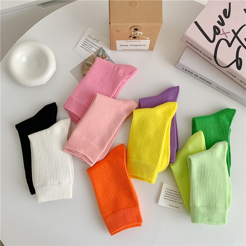 Vớ Tất cotton nữ cổ nhún đủ màu phong cách Hàn Quốc, trẻ trung, năng động.