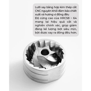 [VOLCANO] Cối xay tay M3 cà phê lưỡi thép CNC thân nhôm Cafede Kona