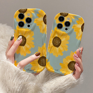 Ốp lưng TPU mềm Sóng Nổi hoa hướng dương vàng cho 6s/6splus/7/7plus/8/8plus/x/11/12/13/14/max/promax sk1705