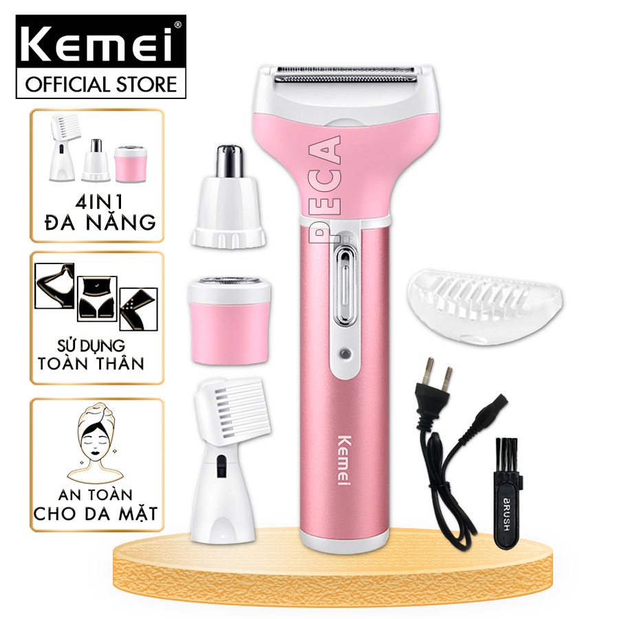 Ảnh Máy tẩy lông 4in1 đa năng mini Kemei KM-6637 chuyên dùng cạo lông toàn thân sử dụng pin sạc tiện lợi 1