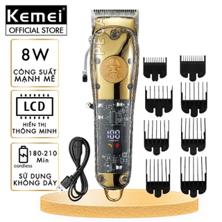 Tông đơ cắt tóc chuyên nghiệp Kemei KM-1829 phiên bản thấy mạch, màn hình LCD hiện thị, công suất 8W hàng chính hãng