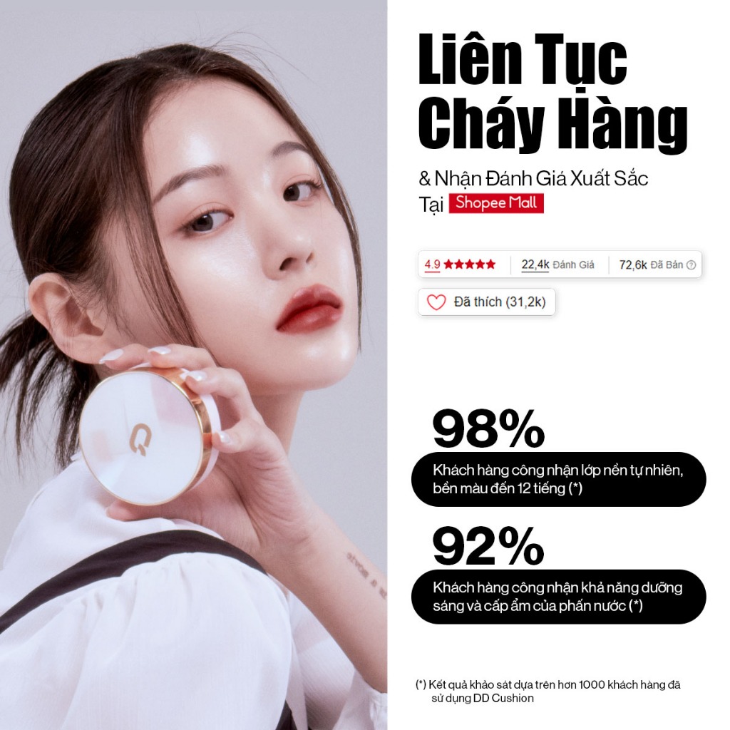 Ảnh Lõi Refill Phấn nước GLAMRR Q LONG WEAR DD CUSHION - SPF50+/PA+++ (1 lõi thay thế x 13g) 2
