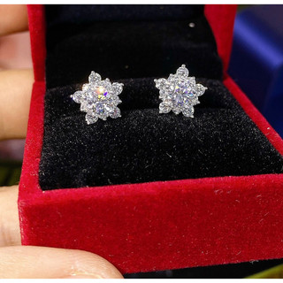 Bông tai thiết kế full kim cương moissanite chủ 4ly5 kèm kiểm định mỹ thử bút kêu