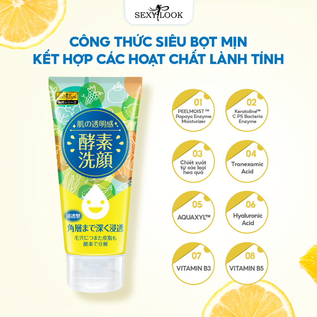 Ảnh HBT Sữa Rửa Mặt Lên Men SEXYLOOK Dưỡng Trắng Giảm Thâm 120g [Date 10/25] 1