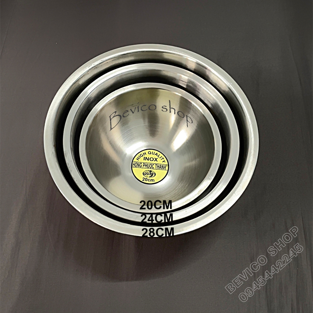 Thố trộn inox cao cấp (3 size) 20cm/2L, 24cm/3.5L, 28cm/6L | Thố trộn ...