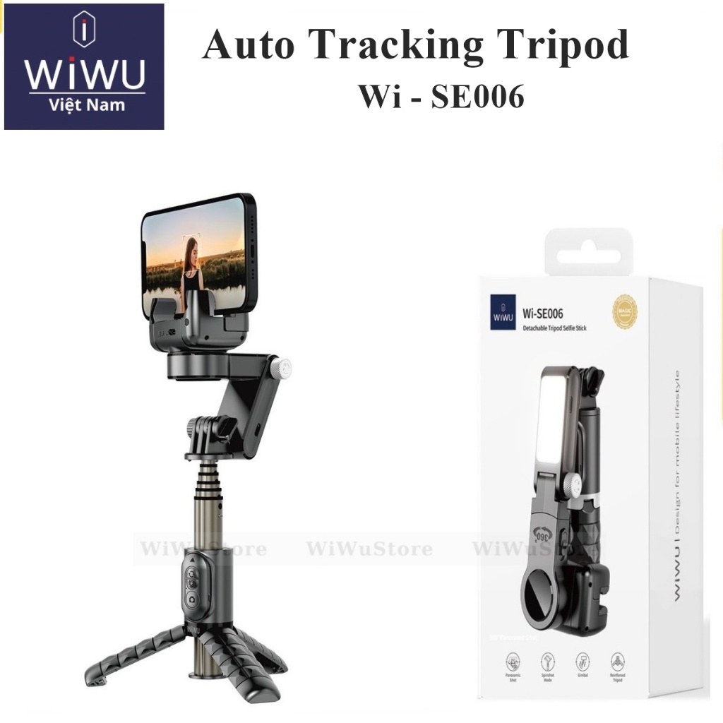 WI-SE006 Gậy selfie tự sướng chống rung chân đèn LED trợ sáng