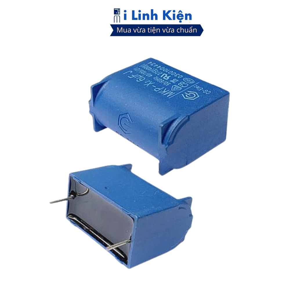 Tụ bếp từ 6uF 275VAC 400VDC đứng màu xanh chính hãng ilinhkien