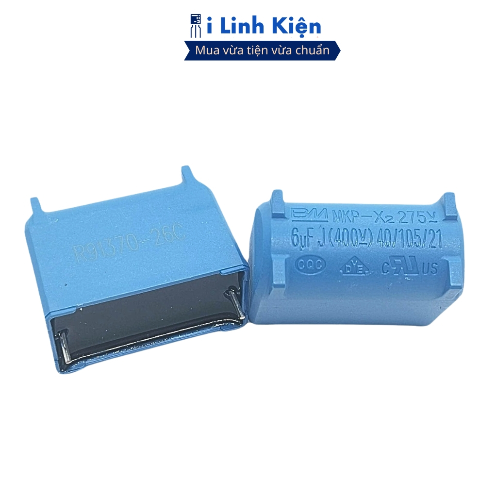 Tụ bếp từ 6uF 275VAC 400VDC đứng màu xanh chính hãng ilinhkien
