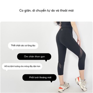 Quần legging lửng lưới thể thao phối màu - Gladimax GVT120 thiết kế nâng vòng 3 cạp cao tôn dáng
