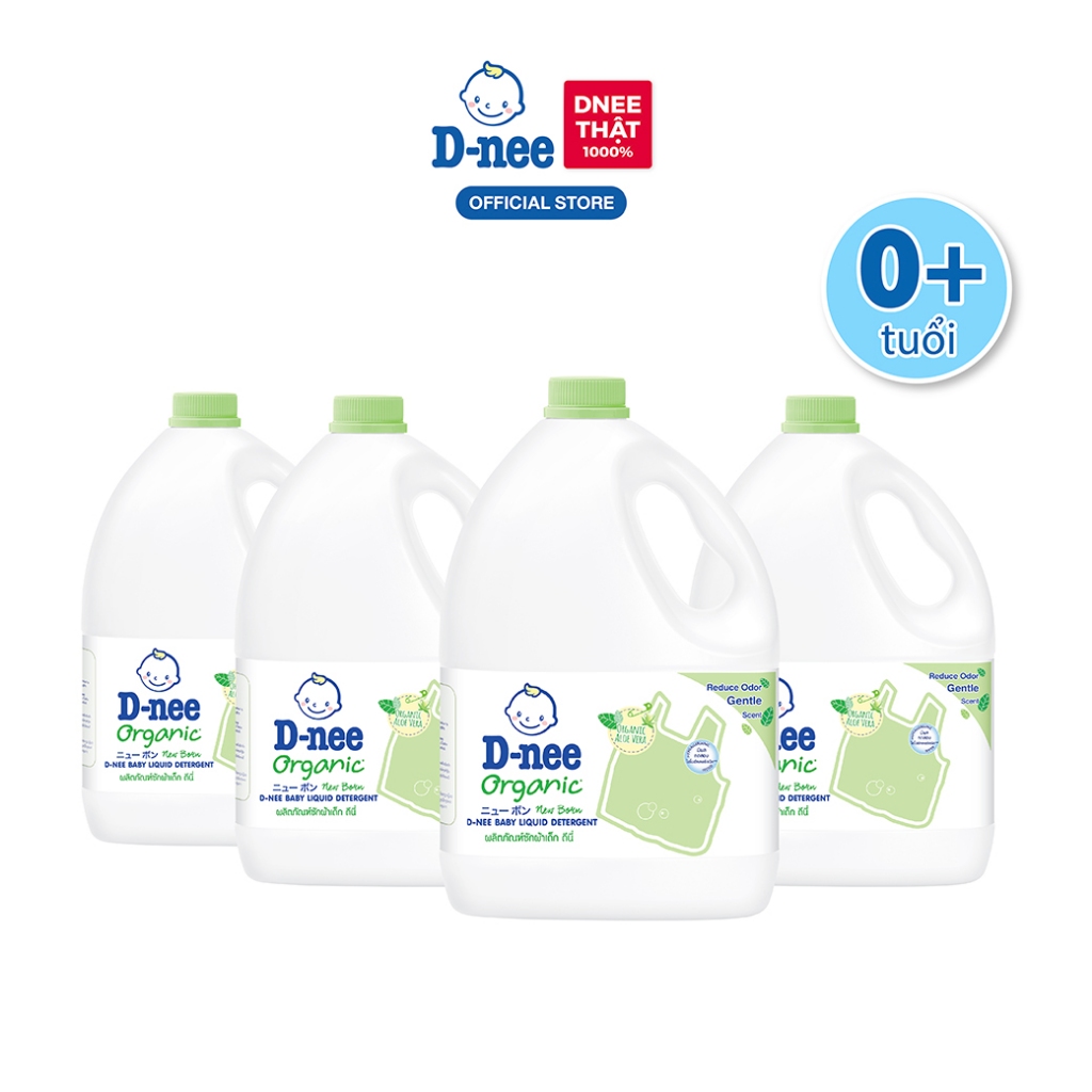 Combo 4 Nước giặt quần áo D-nee 3000 ML/Can - Organic Aloe Vera
