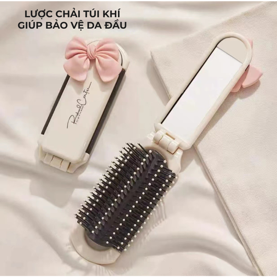 Lược tròn gấp gọn hình cừu có gương trang điểm siêu tiện lợi