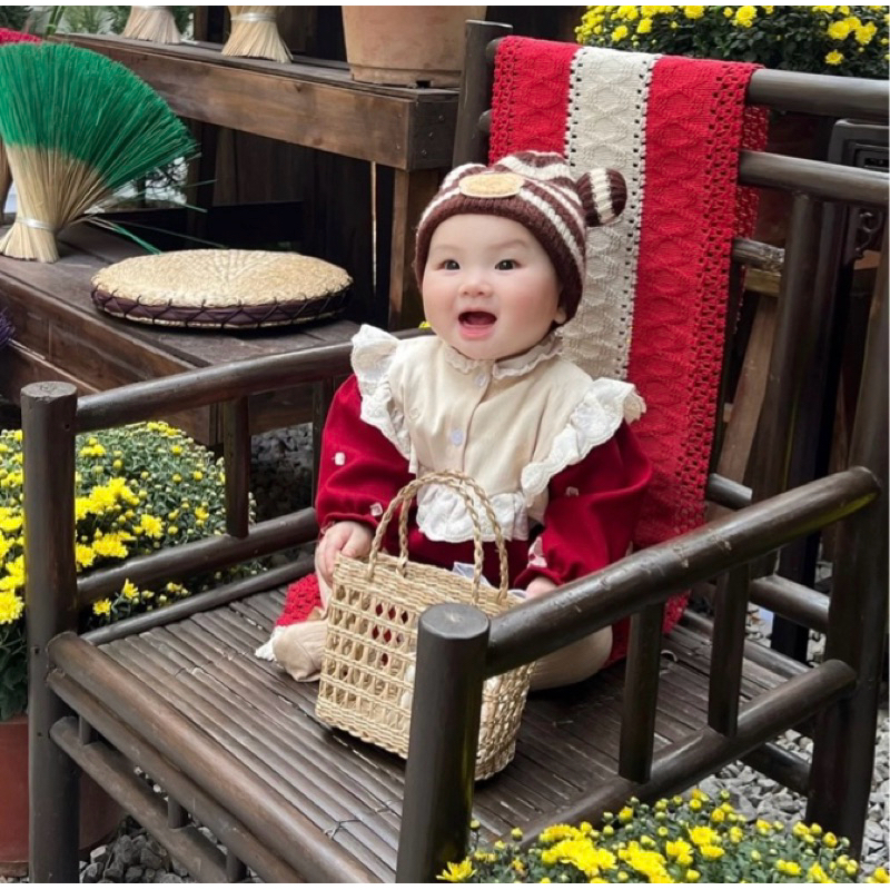 Bodysuit thu đông cho bé sơ sinh diện Tết kiểu dáng tiểu thư điệu đà Tiệm Nhà Bơ