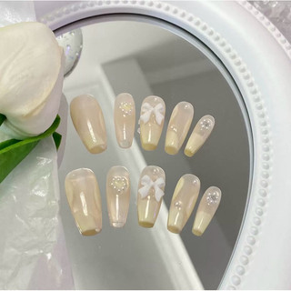 NANTY Nailbox thiết kế màu be đính nơ vẽ nhẹ nhàng  M006