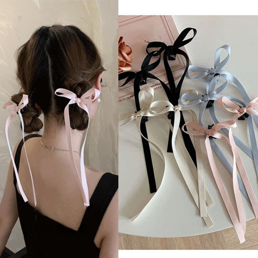 Kẹp tóc nơ ruy băng Design By 3B phong cách Hàn Quốc kẹp càng cua mini