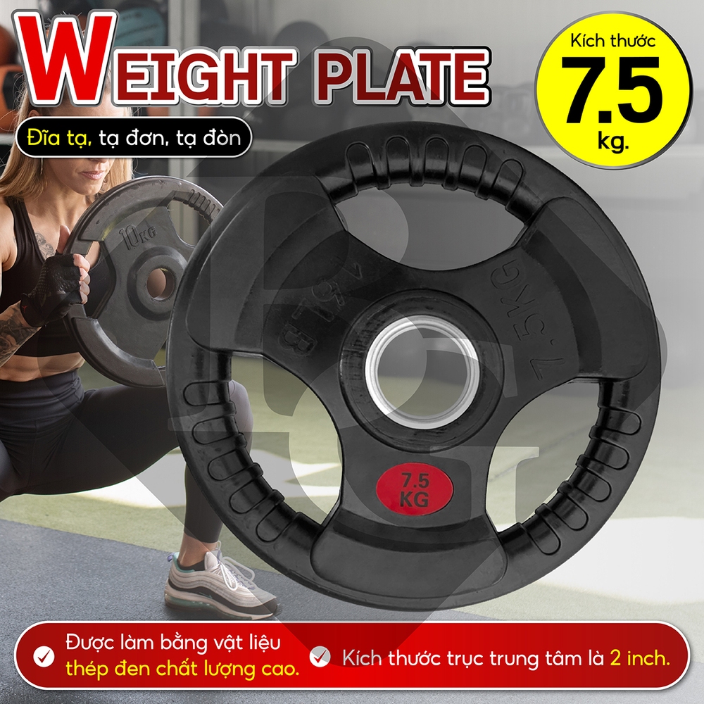Ảnh BG - Tạ miếng cao cấp bọc cao su non Thái Lan ( 50mm) 7,5KG , Tạ tay tác động nhiều lên cơ tay 4