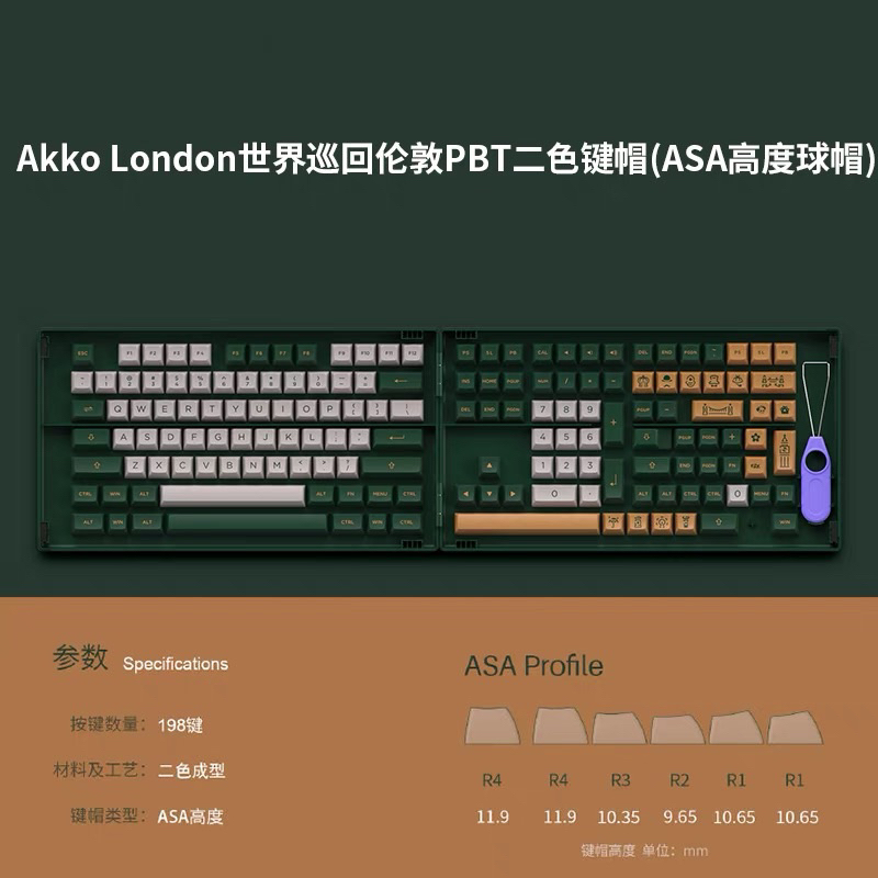 [HOẢ TỐC] Bộ Keycap AKKO ASA World Tour London (PBT Double-Shot/ASA ...