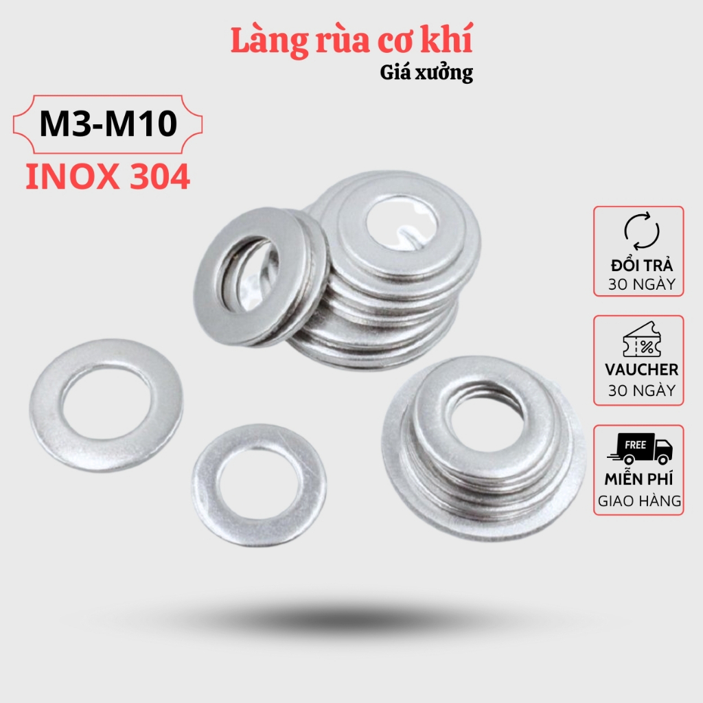 Long đền inox 304 cao cấp vòng đệm long đen cho ốc lục giác M3 - M4 ...