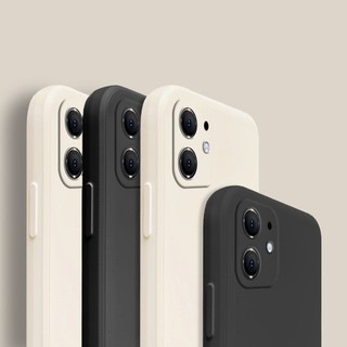 Ốp cạnh vuông nhựa dẻo màu đen và trắng be đầy đủ các dòng cho iphone từ 6 đến 15promax e196
