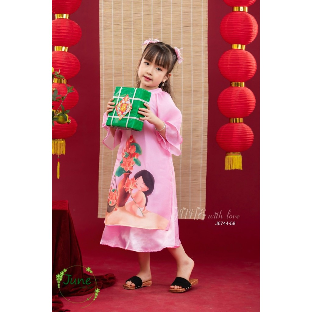 (10-30kg) Áo Dài Bé Gái Xinh Xắn, Điệu Đà June J6712 J6744 J8123 J7130 J7164 J7227 J9292 J7793 J8737