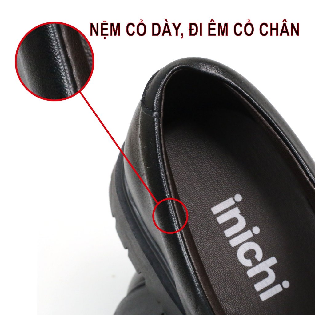 Ảnh Giày chunky derby da cột dây thời trang INICHI G1112 da lì may đế chắc chắn 3