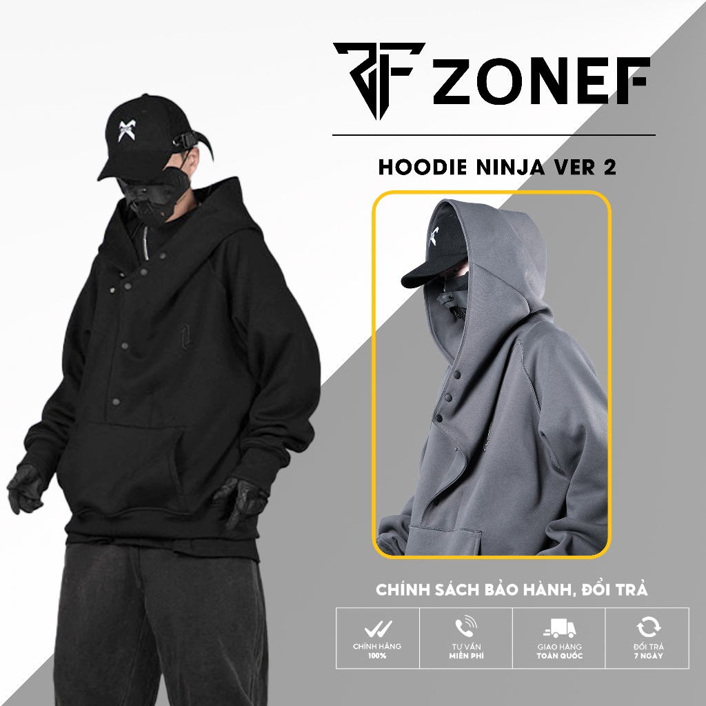 Áo hoodie ninja cao cổ Ver 2 By Zonef - Form rộng phối cúc COOL NGẦU ...