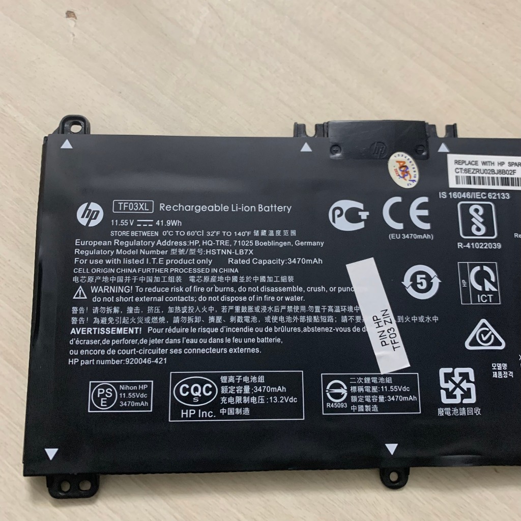 Pin laptop HP Pavilion TF03XL ZIN 3 CELL 14-bf 14-bp 14-bk 14-cf 14-df 14-dg 15-cc 15-cd 15-cf 15-cs 15-dw 15-cw