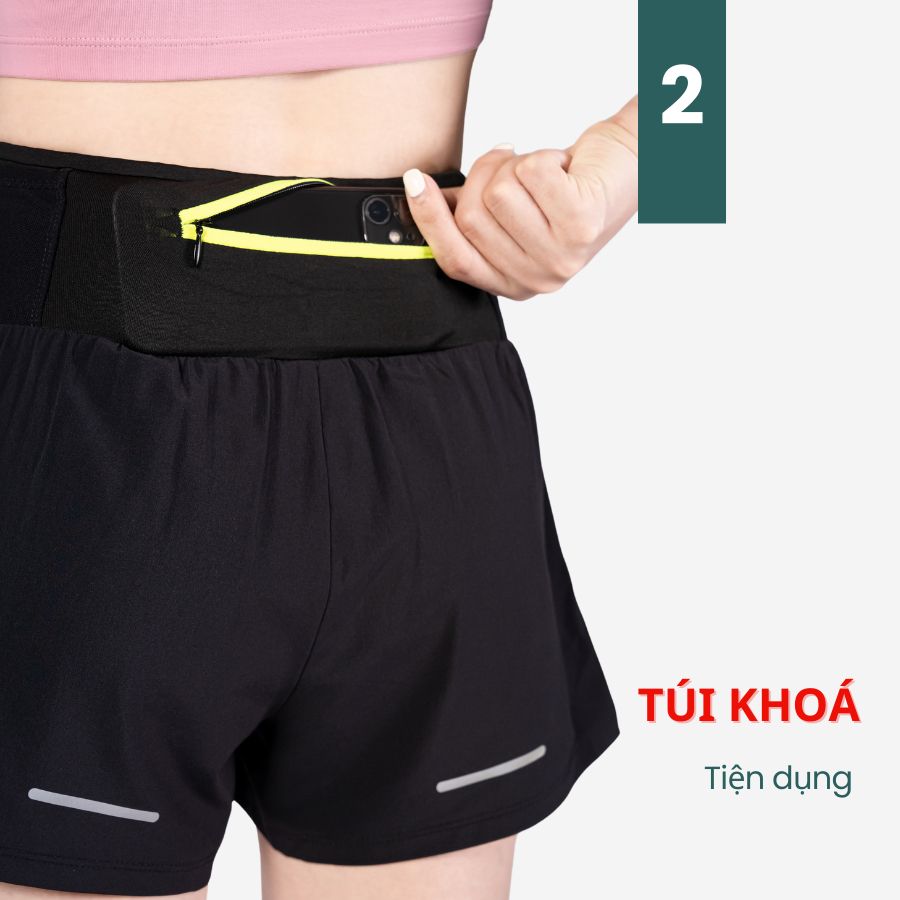 Ảnh Quần Chạy Bộ Nữ 2 Lớp Livan Sport, Quần Running, Quần Chạy Nữ, Quần Chạy Có Cạp Đựng Đồ Tiện Lợi, Quần Running 2 Lớp Nữ 4