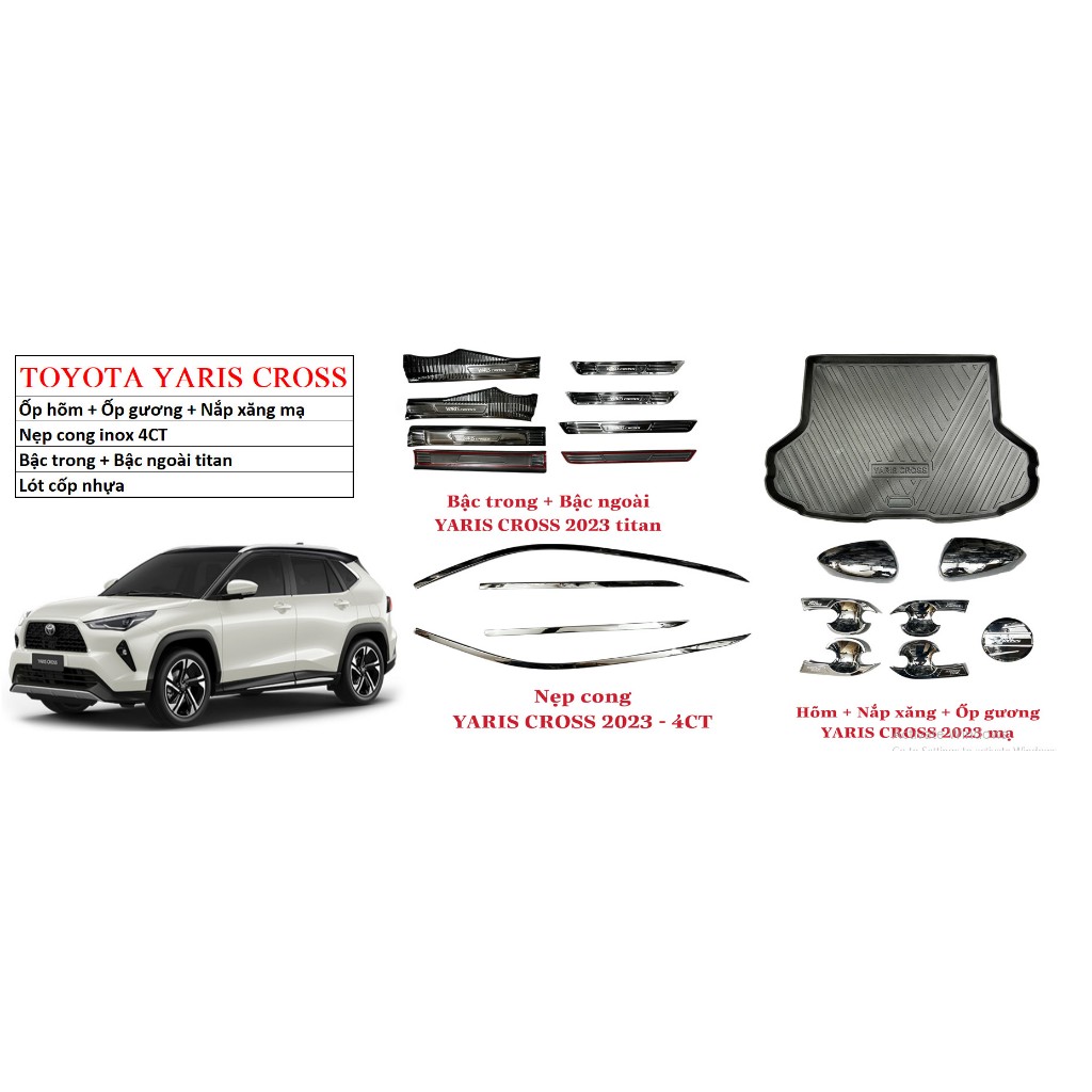 Ốp chống trầy cốp xe Toyota Yaris Cross 2023, Mẫu Titan ,Chống xước, bảo vệ thành cốp