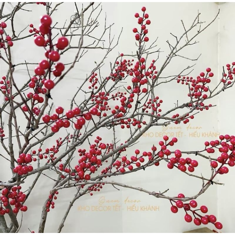 3 NHÁNH ĐÀO ĐÔNG NHỎ có đến 12 quả, dài hơn 17 cm, hàng bao bóng loáng, cao cấp (trang trí tết) còn gọi là đào nhánh