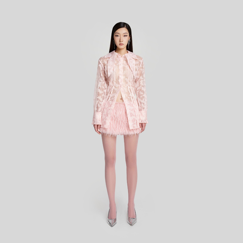 Ảnh DEAR JOSÉ - Áo sơ mi cổ cánh hồ điệp vải organza hồng - Mothra 3