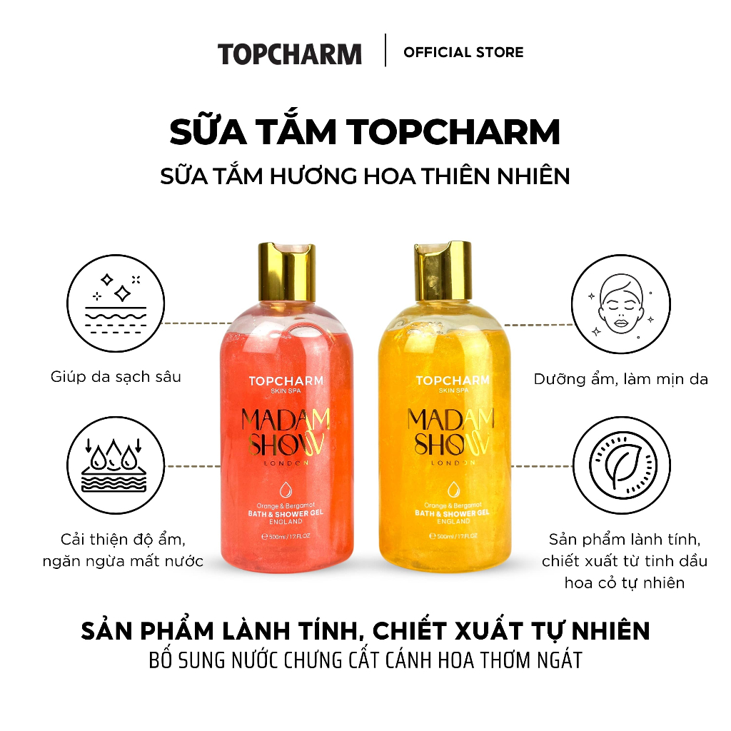 Chất Lượng Sữa Tắm Topcharm 500Ml Chiết Xuất Cánh Hoa Hồng Dưỡng Ẩm Làmịn Da