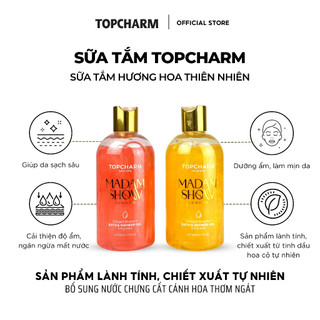 Sữa tắm dưỡng trắng da dưỡng ẩm và làm mịn da TopCharm 500ml Chiết xuất cánh hoa hồng