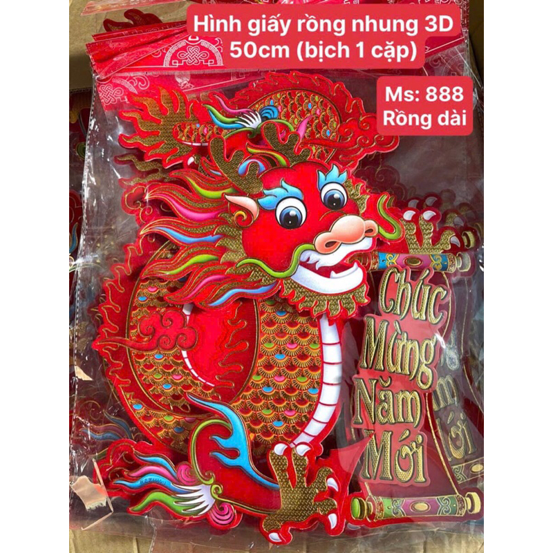Hình Dán Đôi Rồng Tết 2024, 40cm - Bộ Hình 2 Rồng 3D Trang Trí Tết Chữ ...