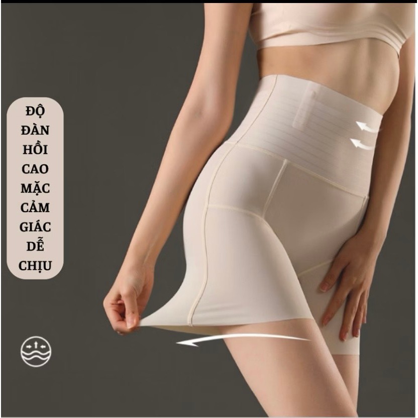 Quần Gen Bụng Cạp Cao Dáng Đùi Vải Su Lạnh Có 4 Nẹp Định Hình Eo thon gọn