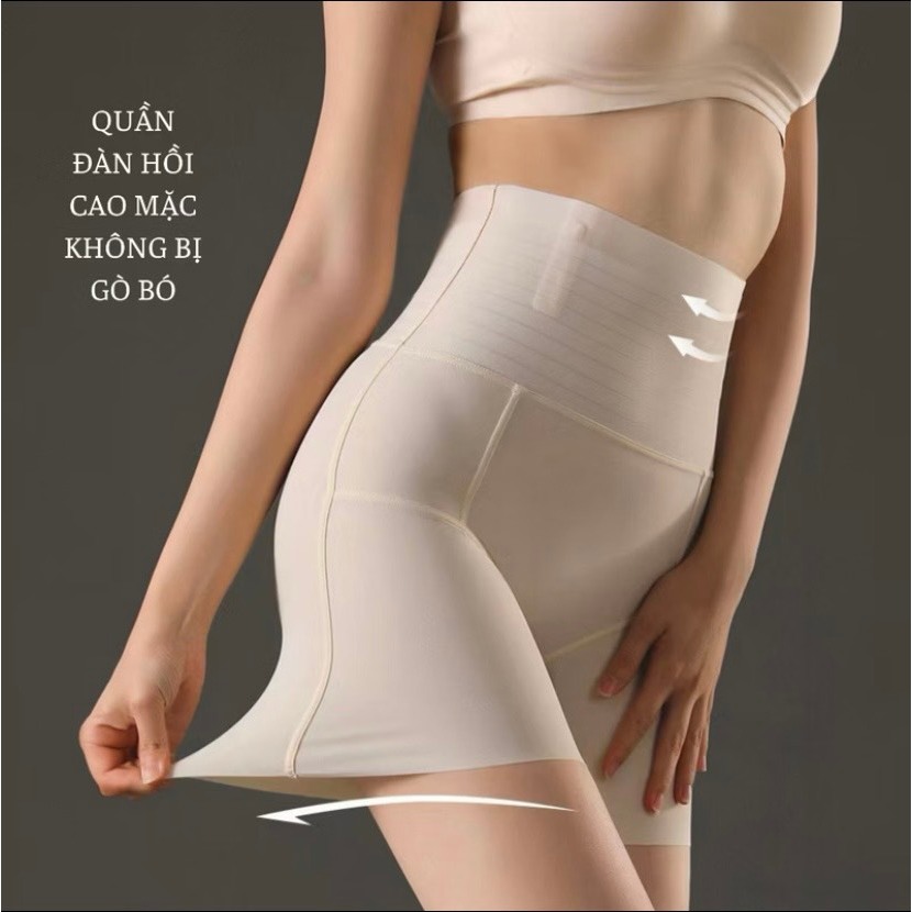 Quần Gen Bụng Cạp Cao Dáng Đùi Vải Su Lạnh Có 4 Nẹp Định Hình Eo thon gọn