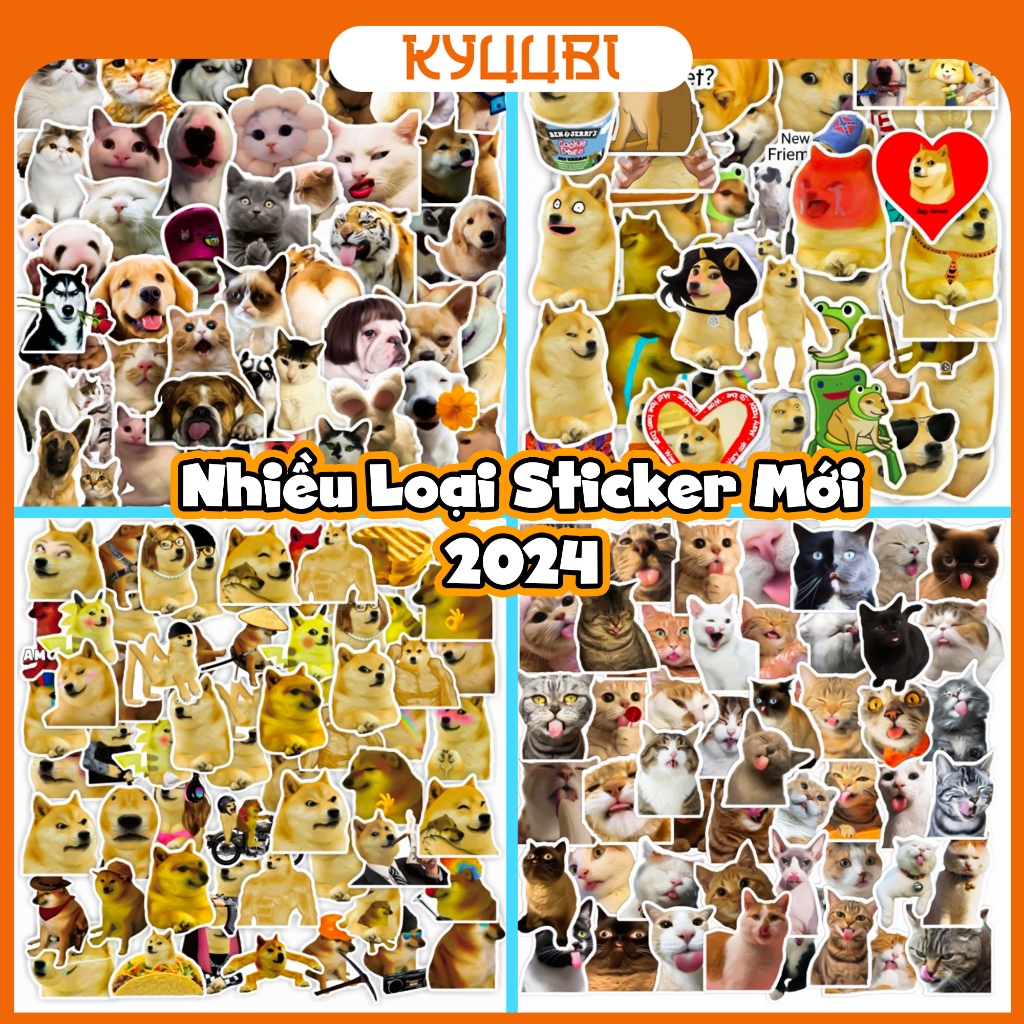[SET 50] Sticker Mèo , Chó , Corgi , Cheem meme hình dán, miếng dán ...