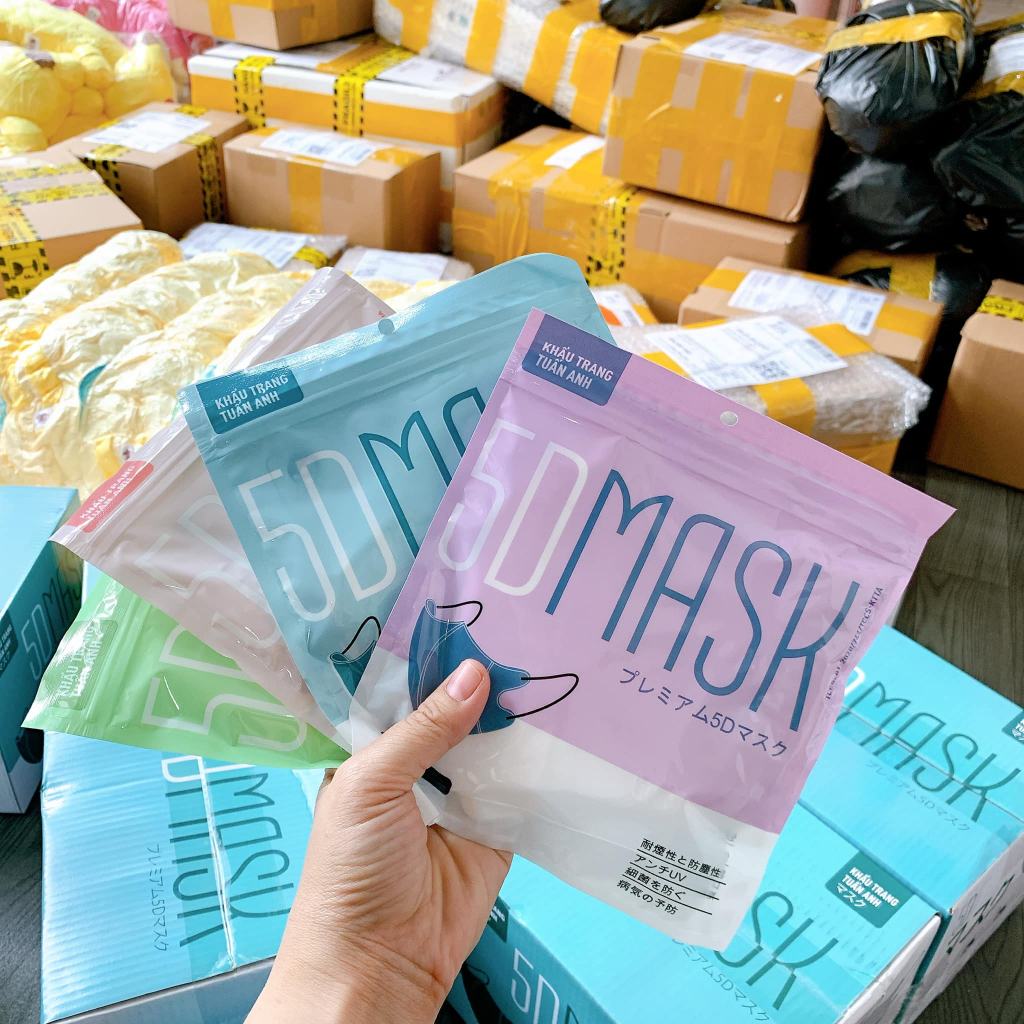 Khẩu trang 5D Mask Tuấn Anh, khẩu trang dày dặn, kháng khuẩn, chống bụi, tiện lợi màu đen/trắng