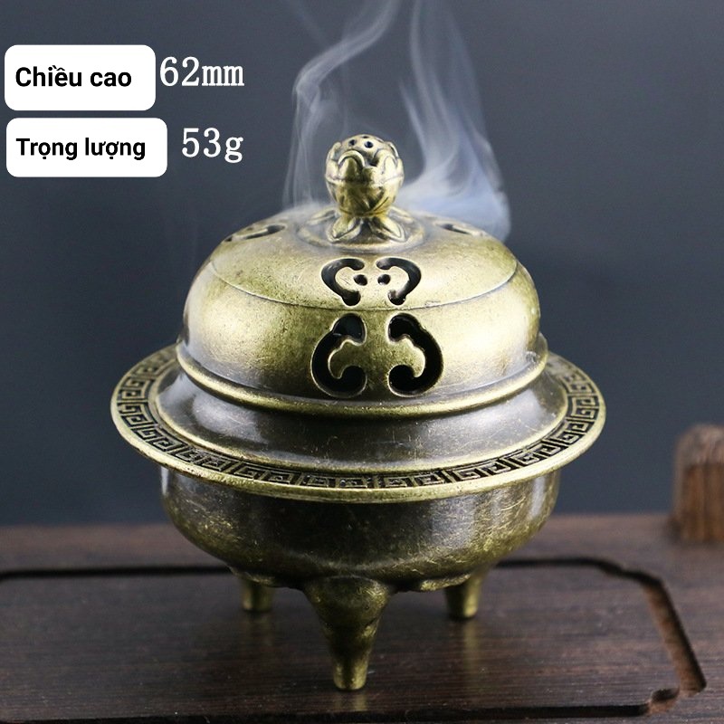 Lư hương mini đồng nguyên chất, lư bỏ túi xông trầm chất liệu và độ hoàn thiện cao