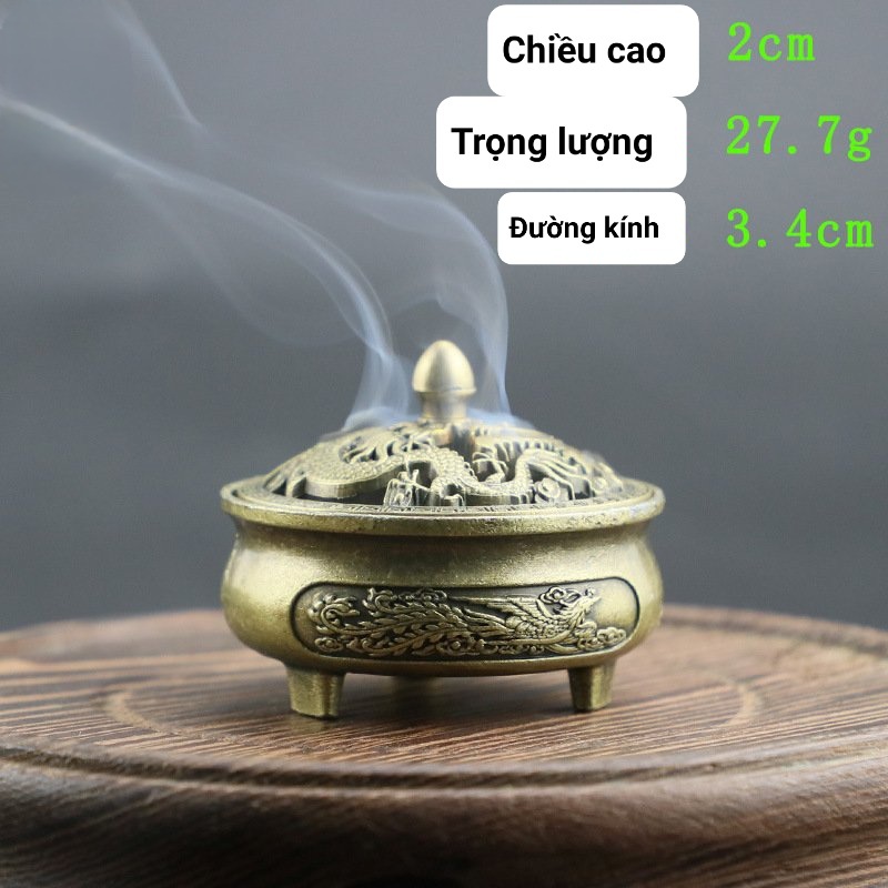 Lư hương mini đồng nguyên chất, lư bỏ túi xông trầm chất liệu và độ hoàn thiện cao
