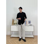DODEP Áo sơmi nam linen 100% tay dài cổ trụ — ảnh 4